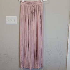 NWT Jardin By Macris Women’s Pink Maxi Skirt with Drawstring Waist And Side Slit